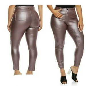 Like an Angel Mauve Metallic Moto Leggings